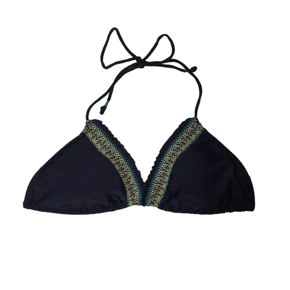 AMERICAN EAGLE OUTFITTERS - Black String Bikini Top with Smocked Detail - Size L - Picture 1 of 4